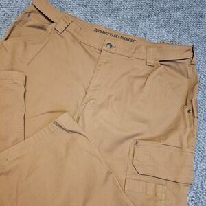 Duluth Trading CoolMax Flex FireHose Work Pants Khaki Cargo Mens Size 44x30